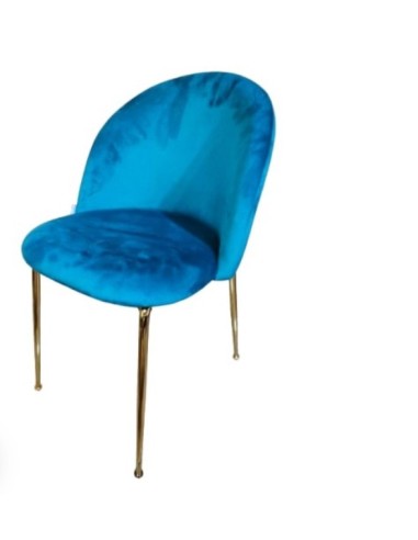 SEDIA VELLUTO BLU STRUTTURA ORO 50X57X80,5CM su Shop in Casa