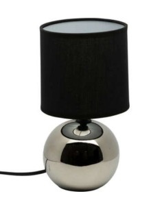 Atmosphera Lampada in Ceramica Piede a Sfera Argento e Paralume Nero | shopincasa.it
