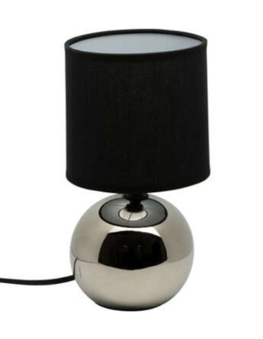 Atmosphera Lampada in Ceramica Piede a Sfera Argento e Paralume Nero | shopincasa.it