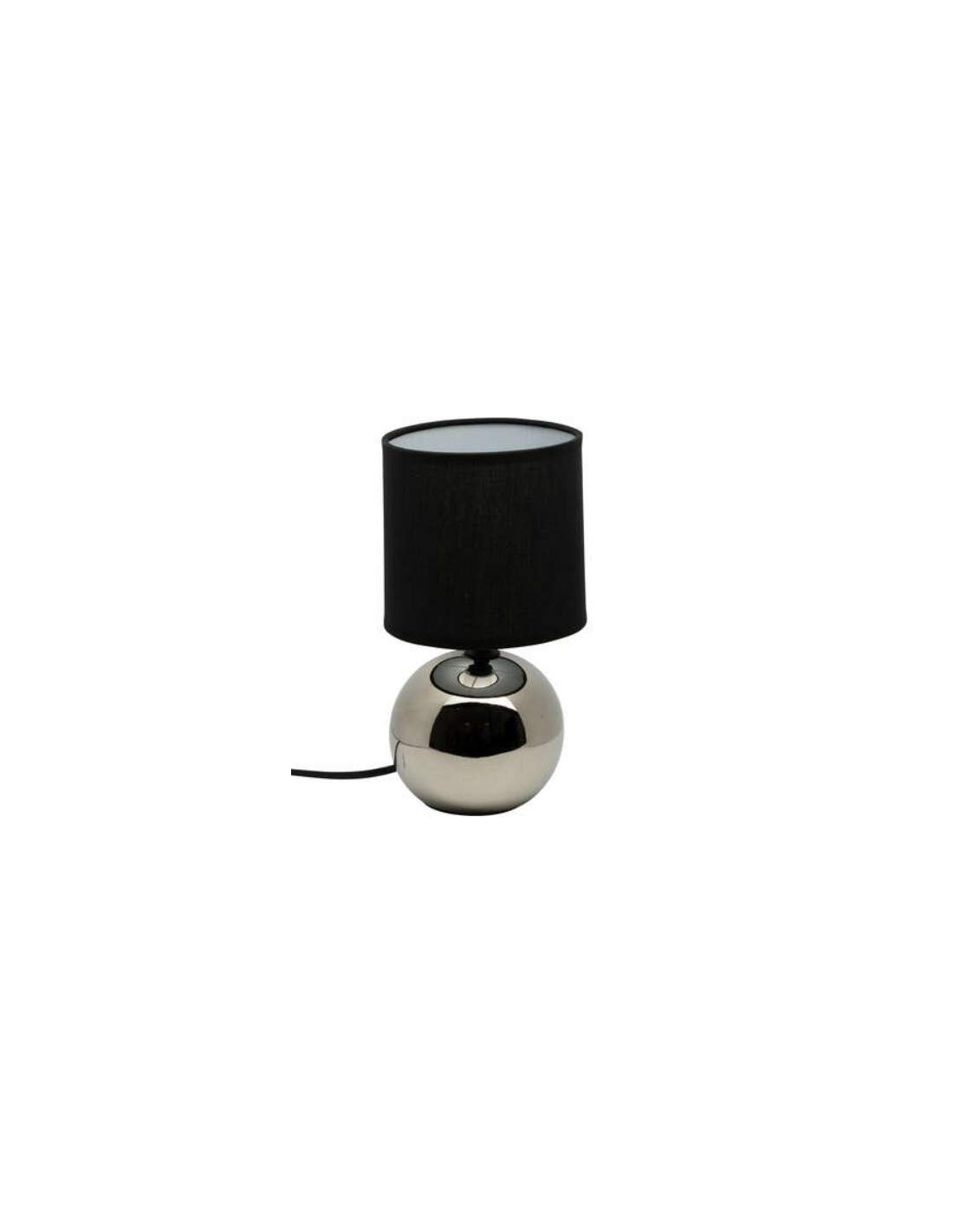 Atmosphera Lampada in Ceramica Piede a Sfera Argento e Paralume Nero | shopincasa.it
