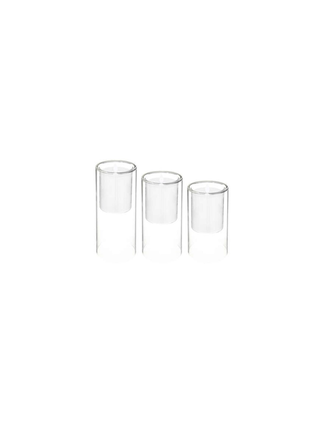SET 3 CANDELE LED 187641 15/20/25CM BASE VETRO su Shop in Casa