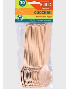 CONF 20 CUCCHIAI POS06703A LEGNO MONOUSO su Shop in Casa