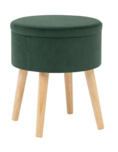 Atmosphera Sgabello Cassapanca "Tess" Velluto Verde | shopincasa.it