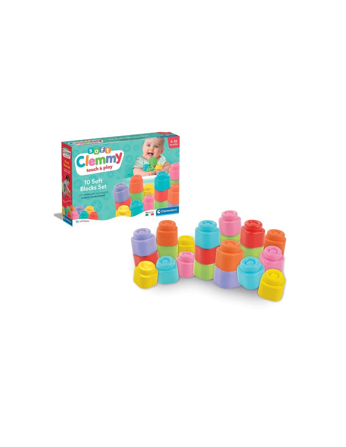 INFANZIA: vendita online CLEMMY COSTRUZIONI 10 BLOCCHI, COSTRUZIONI MORBIDE, PRIMA INFANZIA, 6 MESI+, 10 MATTONCINI, 11X11X5 ...