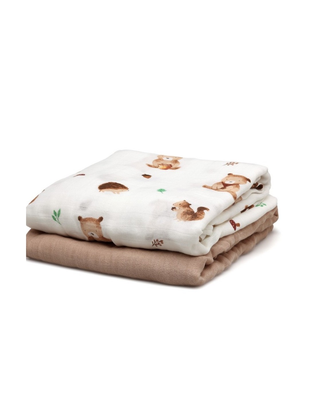 Set 2 mussole orsi marrone 120x120 cm | Bambù e Cotone | Shopincasa.it