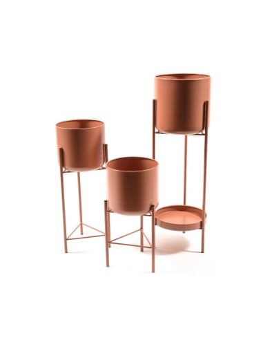 SET 3 ALZATE PORTAVASO 12092 TERRACOTTA METALLO H60/45/35CM