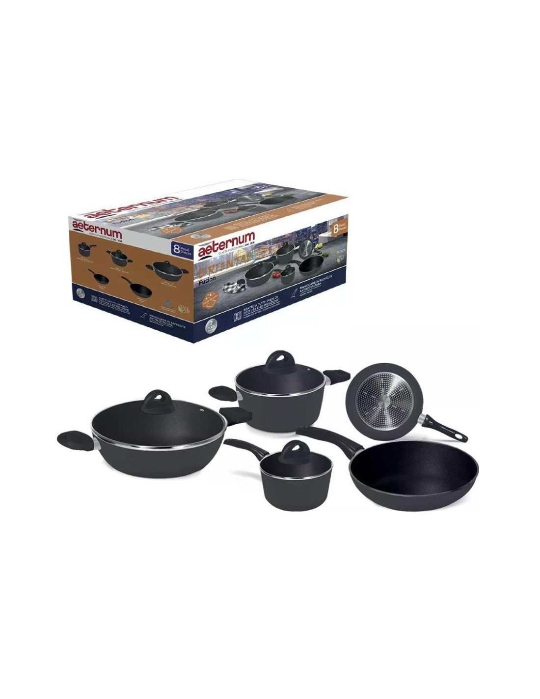 Aeternum Oriental Fusion Set 8 Pezzi Pentole e Padelle Full Induction - shopincasa.it