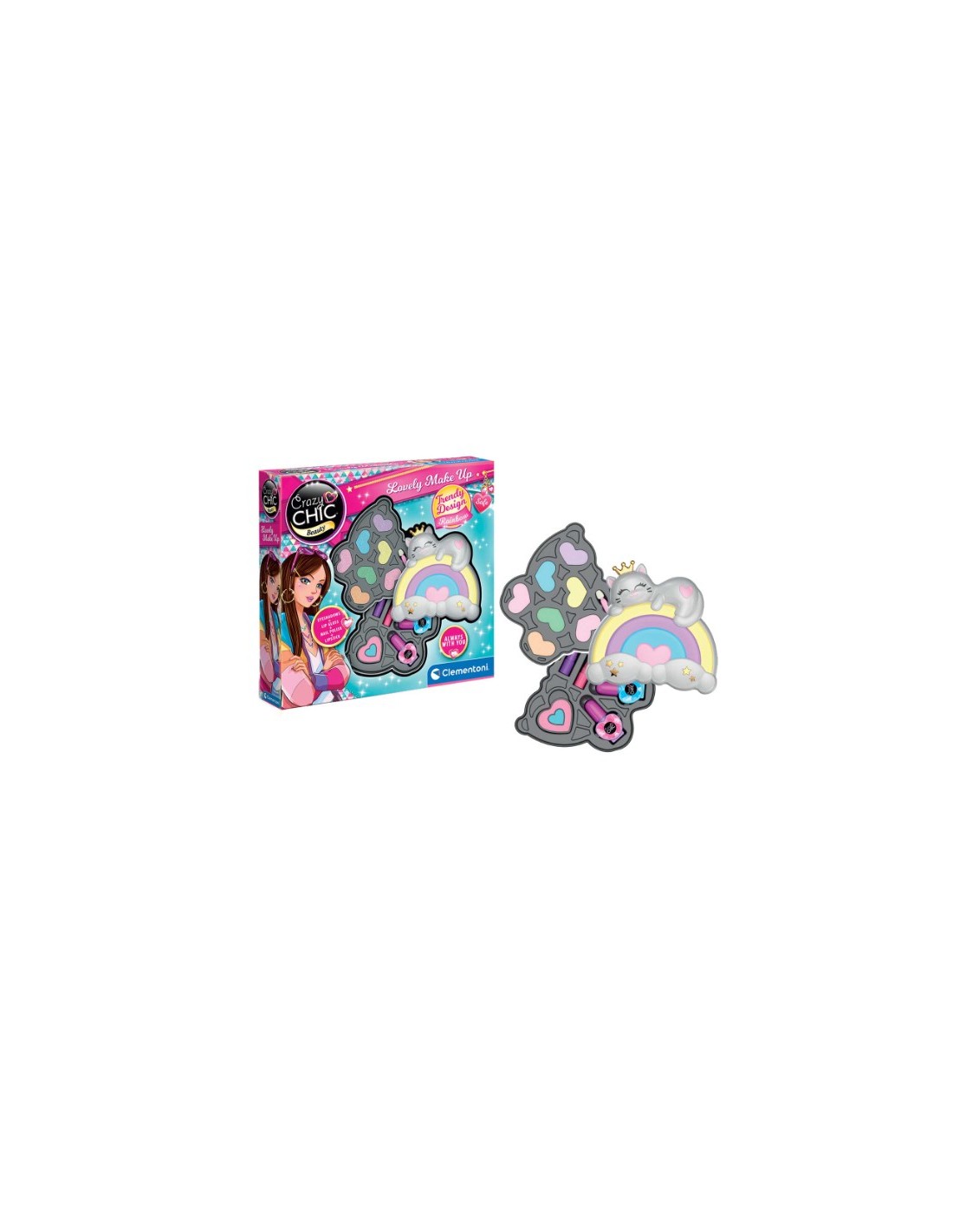 GIOCHI GIRL: vendita online CRAZY CHIC MAKE-UP ARCOBALENO, CLEMENTONI, COFANETTO TRUCCHI, 6+ ANNI, 14X14X10 CM in offerta