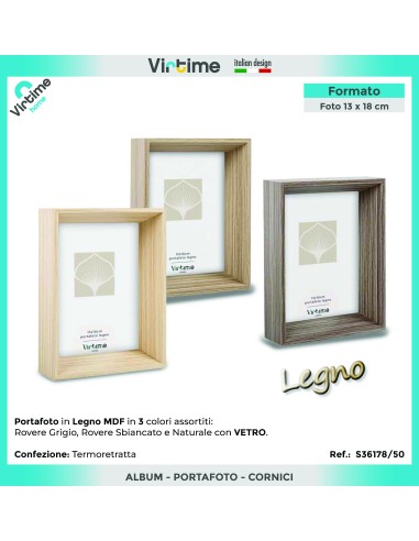 PORTAFOTO S36178/50 MDF/LEGNO 13X18 ASSORTITO su Shop in Casa