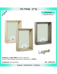 PORTAFOTO S36178/60 MDF/LEGNO 15X20 ASSORTITO su Shop in Casa