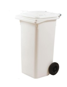 BIDONE QUADRO 120LT BIANCO CON RUOTE E PEDALE su Shop in Casa