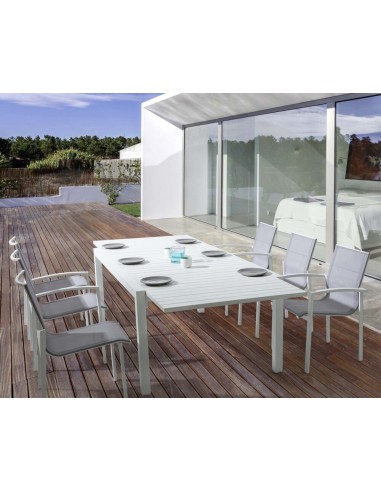 TAVOLI: vendita online Tavolo Allungabile Pelagius 135-270x90 Bianco in Legno di Teak e Alluminio – Bizzotto in offerta