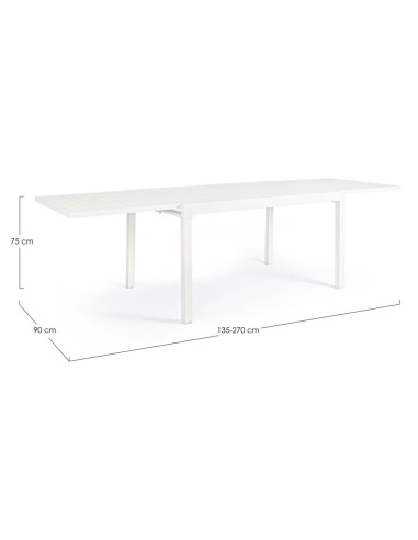 TAVOLI: vendita online Tavolo Allungabile Pelagius 135-270x90 Bianco in Legno di Teak e Alluminio – Bizzotto in offerta