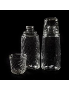 BOTTIGLIA 01647 VETRO 1LT CON BICCHIERE 230ML DECORI ASSORTITI su S...