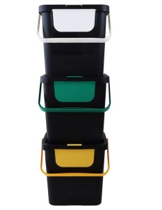 Set 3 Pattumiere Moda Double con Coperchio e Sportellino Colorati | shopincasa.it