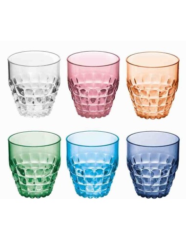 BICCHIERI ACQUA VINO BIBITA: vendita online SET 6 TUMBLER BASSI TIFFANY COLORI ASSORTITI in offerta