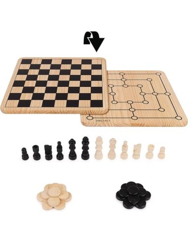 GIOCO 6066796 SCACCHI DAMA E TRIS