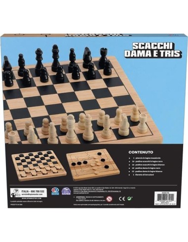 GIOCO 6066796 SCACCHI DAMA E TRIS