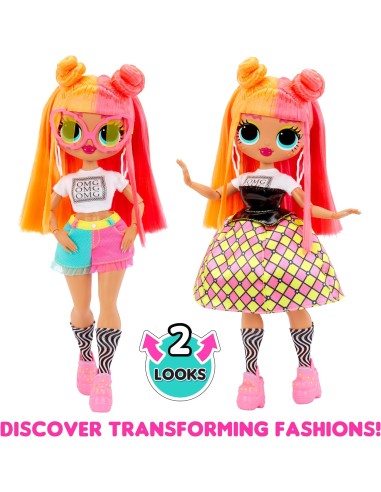 GIOCATTOLO PUBBLICIZZATO: vendita online L.O.L. Surprise! Bambola OMG Fashion Neonlicious, con Abiti Trasformabili e Sorprese...