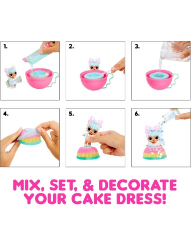 GIOCATTOLO PUBBLICIZZATO: vendita online LOL Surprise Mix & Make Birthday Cake, Bambola da Collezione con Abito-Torta Fai-da-...