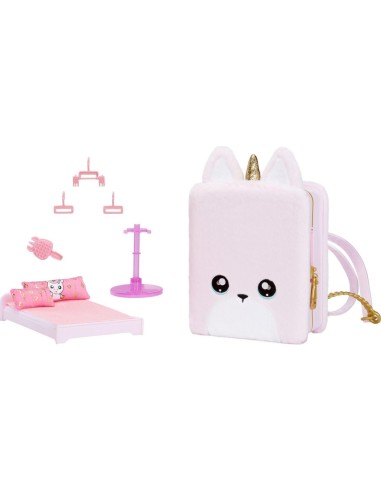 Na Na Na Surprise 3-in-1 Backpack Bedroom Unicorn Playset con Britney Sparkles | Zaino Unicorno e Set Camera