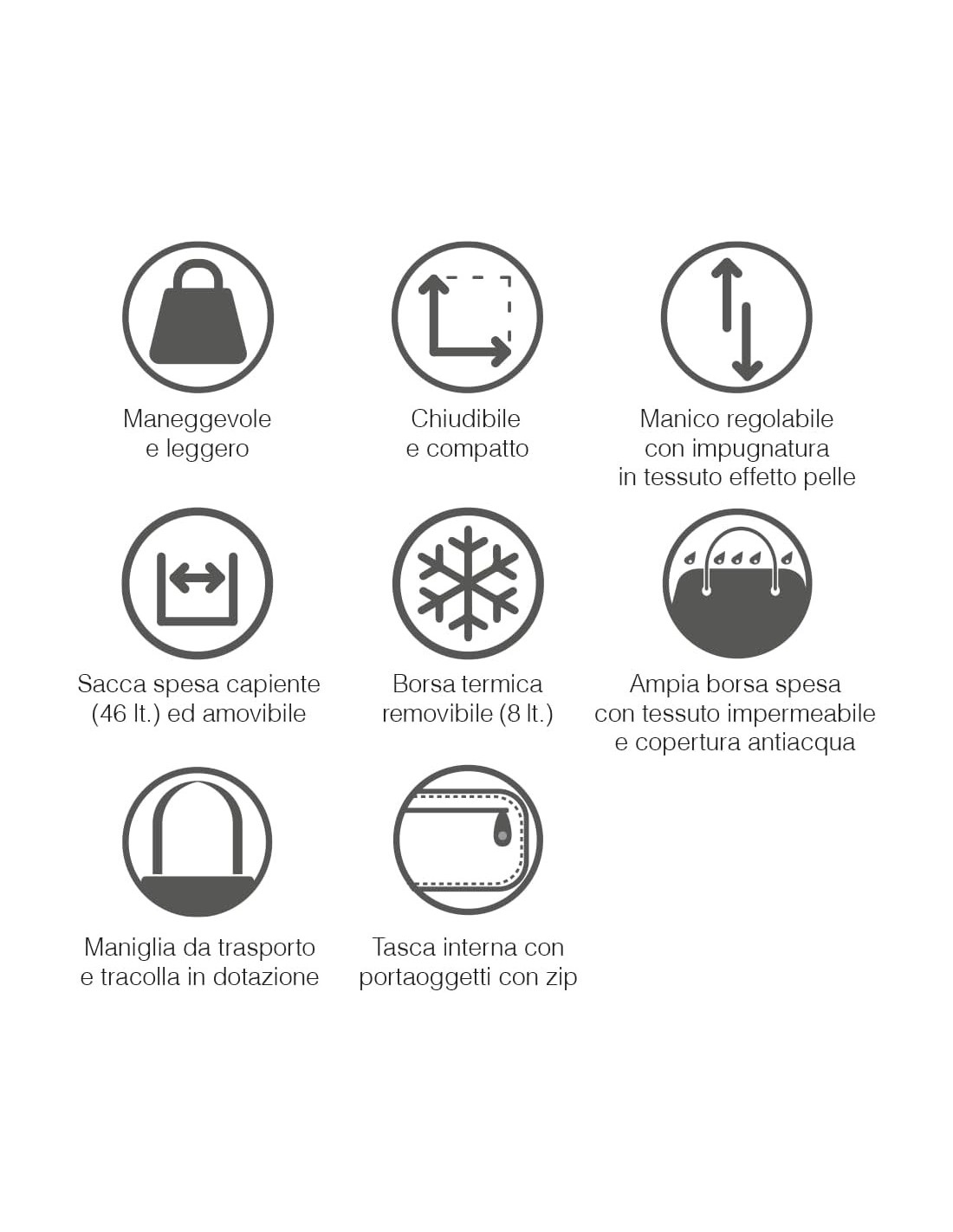 CARRELLI SPESA: vendita online Foppapedretti Go Go Carrello Spesa, Black, Sacca Impermeabile 46 L, Borsa Termica 8 L, Manubri...