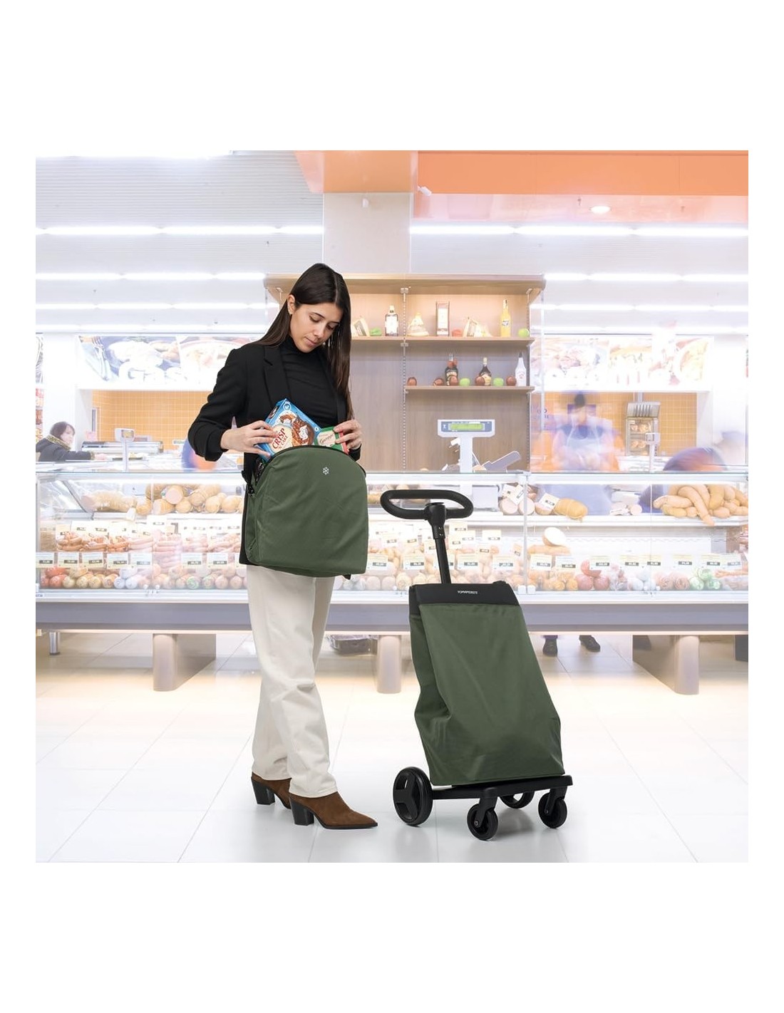 CARRELLI SPESA: vendita online Foppapedretti Go Go Carrello Spesa, Black, Sacca Impermeabile 46 L, Borsa Termica 8 L, Manubri...