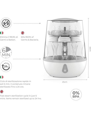 STERILIZZATORI: vendita online Nuvita STERIEASY 1083 - Sterilizzatore Elettrico a Vapore per Biberon - Fino a 6 biberon in 6 ...