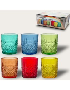 BICCHIERI ACQUA VINO BIBITA: vendita online CONF 6 BICCHIERI 58422 CRYSTAL RAINBOW 350ML in offerta
