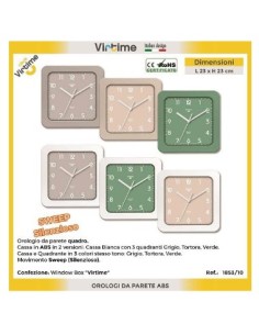 OROLOGIO PARETE 1853/10 ABS 23X23CM ASSORTITO su Shop in Casa