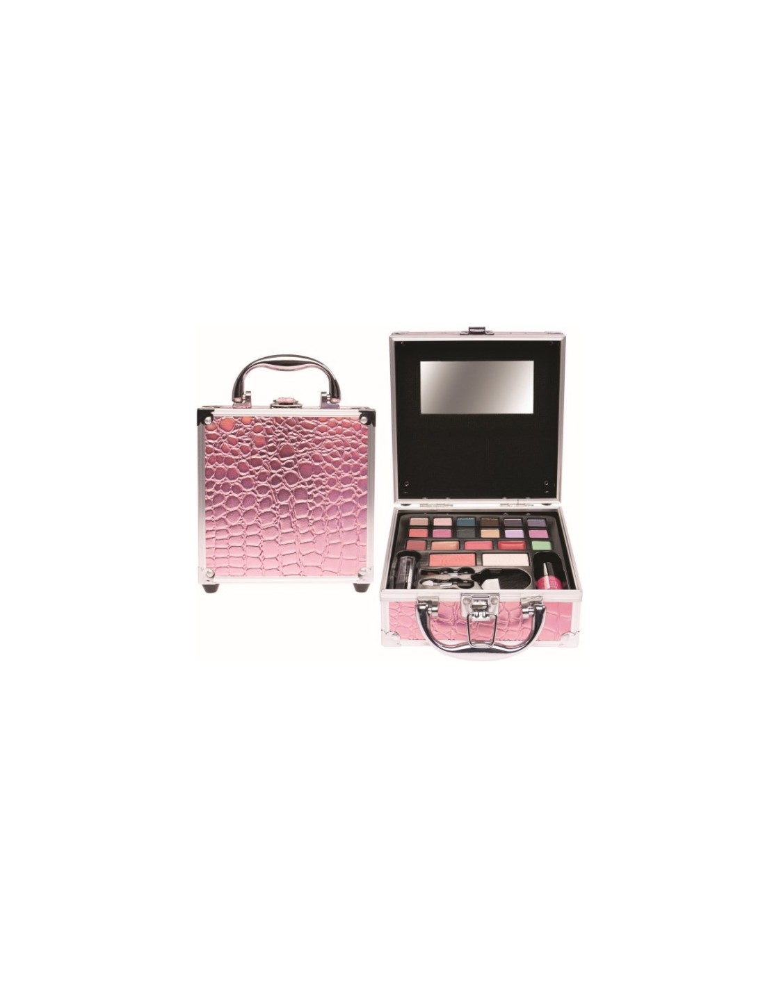MINI BEAUTY CASE CASUELLE COCCODRILLO ROSA 17X15X7CM su Shop in Casa