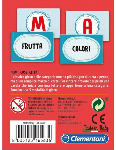 GIOCO DI CARTE NOMI COSE CITTA' PER BAMBINI CLEMENTONI su Shop in Casa