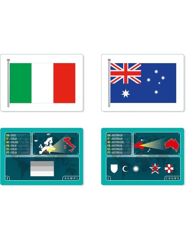 GIOCO DI CARTE GIOCO DELLE BANDIERE, NOMI E MAPPPA DI 50 PAESI CLEM...