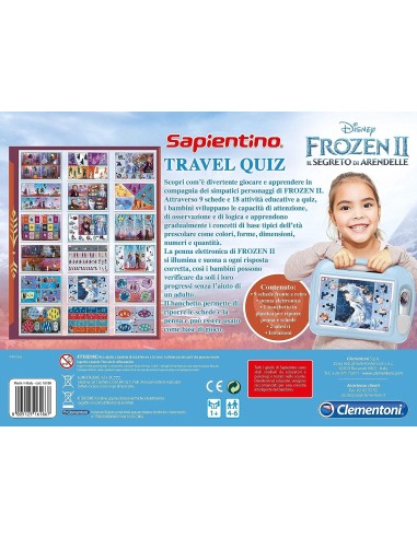 SAPIENTINO CLEMENTONI FROZEN2 TRAVEL QUIZ GIOCO EDUCATIVO PER BAMBI...