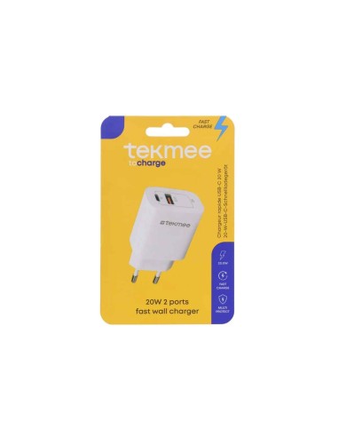 M - FOTO - ACCESSORI - BATTERIE: vendita online Tekmee Caricabatteria rapido da muro con 2 porte USB-C e USB-A 20W in offerta
