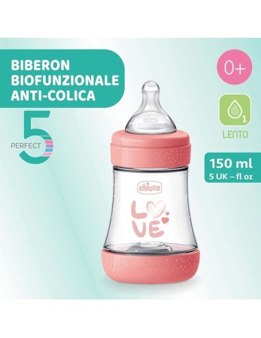 BIBERON - CIUCCETTI - TETTARELLE: vendita online Chicco PERFECT 5 Biberon Anticolica 150 ml - Flusso Lento 0 Mesi+, Tettarell...