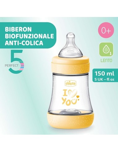BIBERON - CIUCCETTI - TETTARELLE: vendita online Chicco PERFECT 5 Biberon Anticolica 150 ml - Flusso Lento 0 Mesi+, Tettarell...