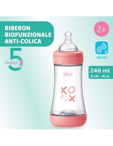 BIBERON - CIUCCETTI - TETTARELLE: vendita online Chicco PERFECT 5 Biberon Anticolica 240 ml - Flusso Regolabile con Tettarell...