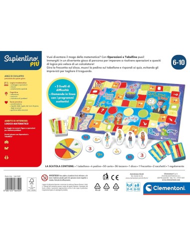 SAPIENTINO CLEMENTONI OPERAZIONI E TABELLINE GIOCO MATEMATICO PER B...