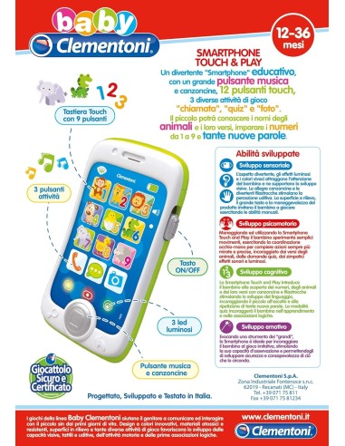 Clementoni Smartphone Touch & Play - Giocattolo Educativo per Bambi...