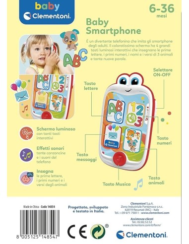 Clementoni Baby Smartphone Giocattolo Multicolore - Telefonino Inte...