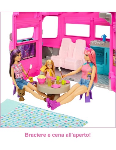 GIOCATTOLO PUBBLICIZZATO: vendita online BARBIE CAMPER DEI SOGNI Playset con Veicolo, con Ruote, Piscina, Scivolo, 7 Aree Gio...