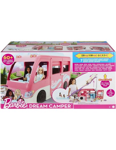 GIOCATTOLO PUBBLICIZZATO: vendita online BARBIE CAMPER DEI SOGNI Playset con Veicolo, con Ruote, Piscina, Scivolo, 7 Aree Gio...