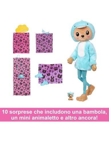 GIOCATTOLO PUBBLICIZZATO: vendita online BARBIE Bambola con Costume di Peluche da Orsacchiotto Delfino e 10 Accessori a Sorpr...