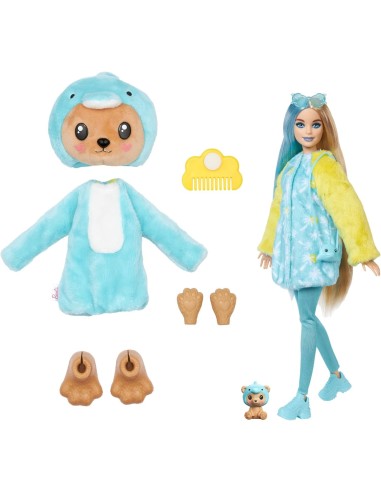 GIOCATTOLO PUBBLICIZZATO: vendita online BARBIE Bambola con Costume di Peluche da Orsacchiotto Delfino e 10 Accessori a Sorpr...
