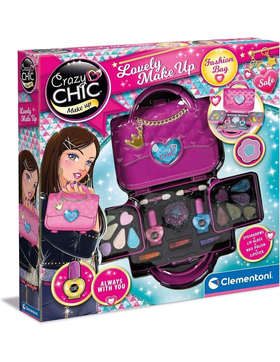 Clementoni Crazy Chic Lovely - Cofanetto Trucchi a Borsetta per Bam...