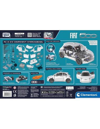 Clementoni - Scienza e Gioco Build - Modellino Fiat 500 Elettrica, ...