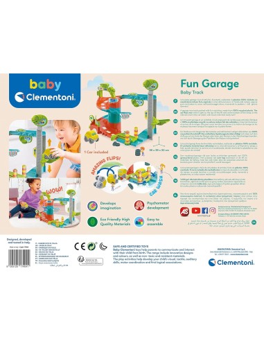 Clementoni - Fun Garage Baby Track Set di Gioco, Garage Interattivo...