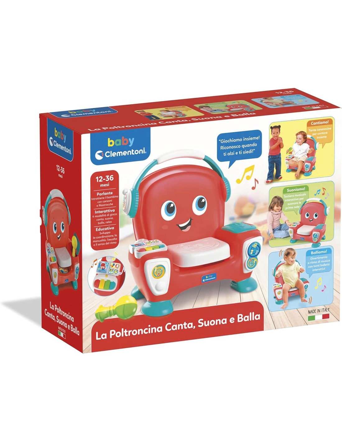 INFANZIA: vendita online Baby Clementoni poltroncina che canta suona e Balla, Giocattolo educativo per bimbi dai 12 ai 36 mes...