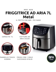FRIGGITRICI: vendita online FRIGGITRICE AD ARIA 4628 7LT INOX 1800W in offerta 2